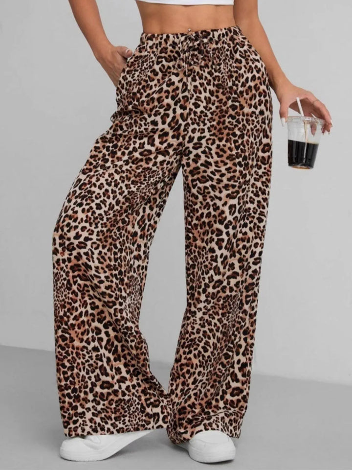 Leopard Print Wide Leg Pants
