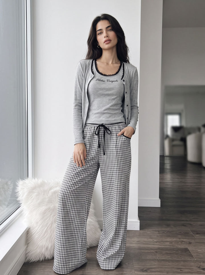 Cozy Lace Trim Lounge Pajama Set
