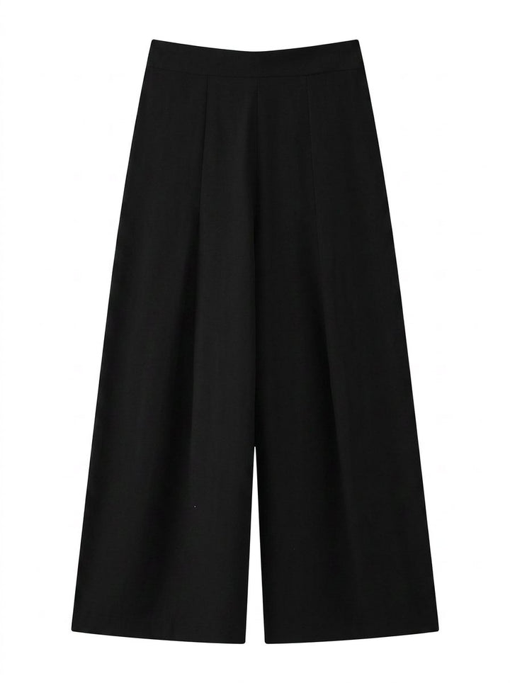 High Waisted Pinstripe Wide Leg Trousers