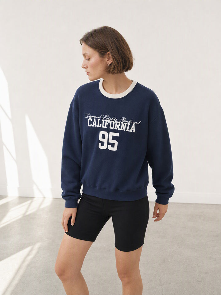 Oversized Graphic California Print Crewneck Sweatshirt