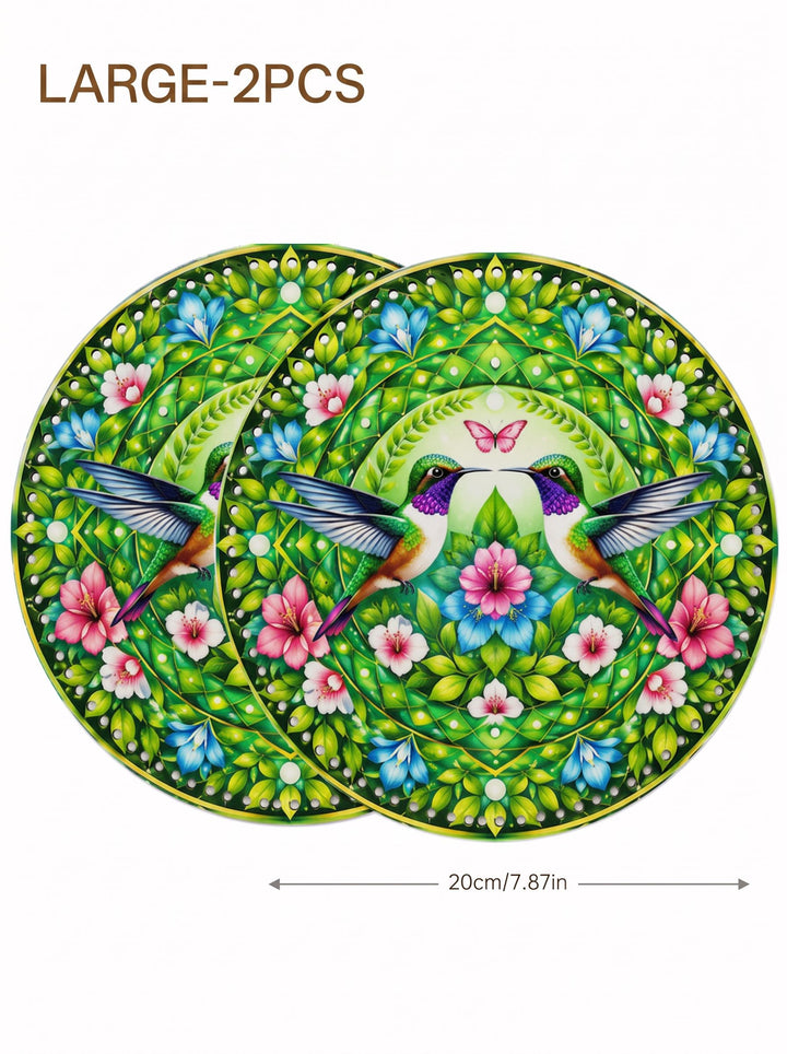 Hummingbird and Floral Mandala Crochet Basket Bottom