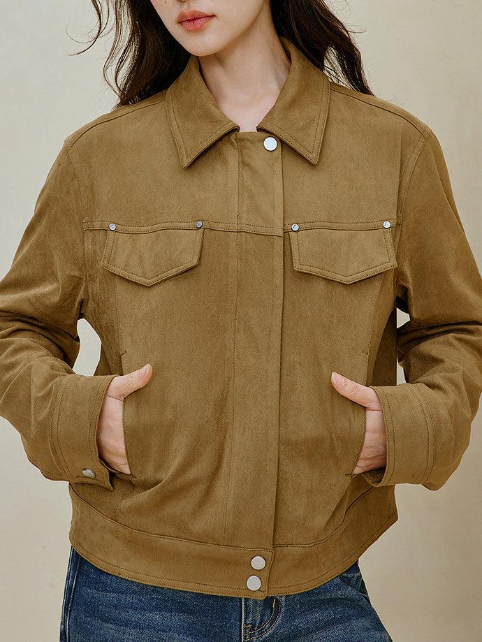 Classic Suede Button Up Jacket