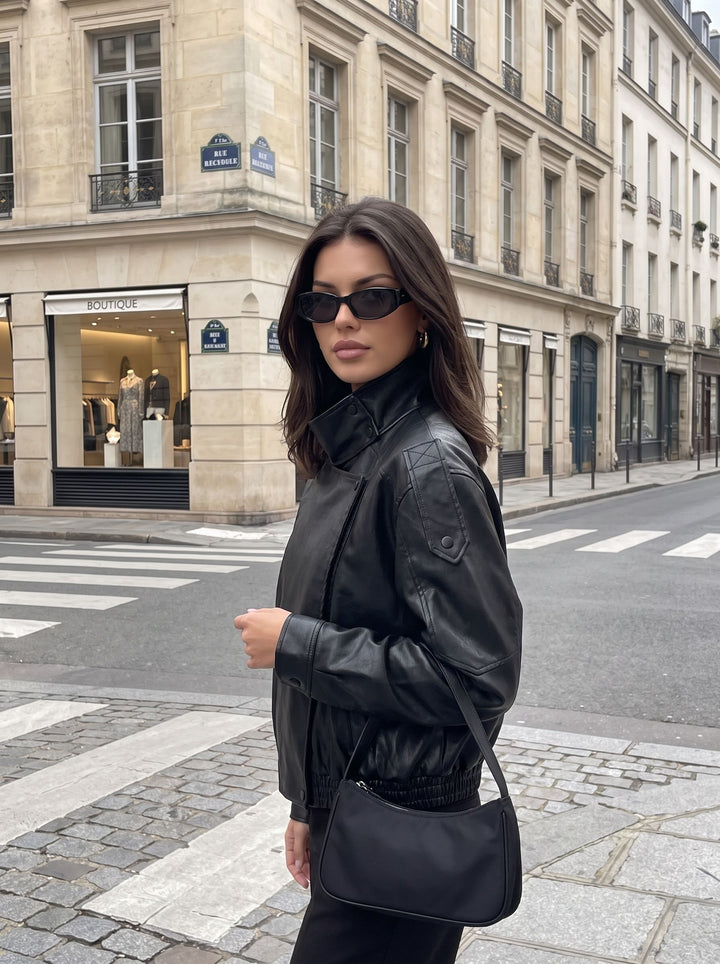 Oversized Moto Faux Leather Jacket