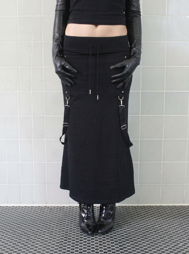 Edgy Utility Cargo Maxi Skirt