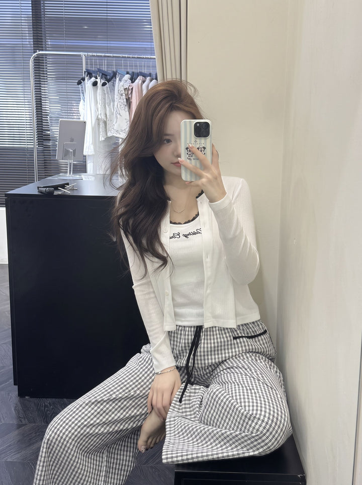 Cozy Lace Trim Lounge Pajama Set