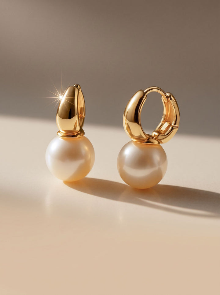 Elegant Minimalist Pearl Hoop Earrings