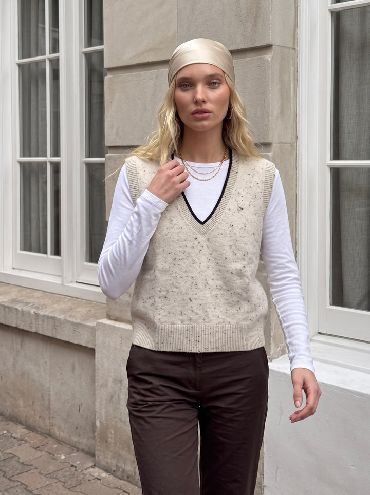Speckled V Neck Knit Sweater Vest