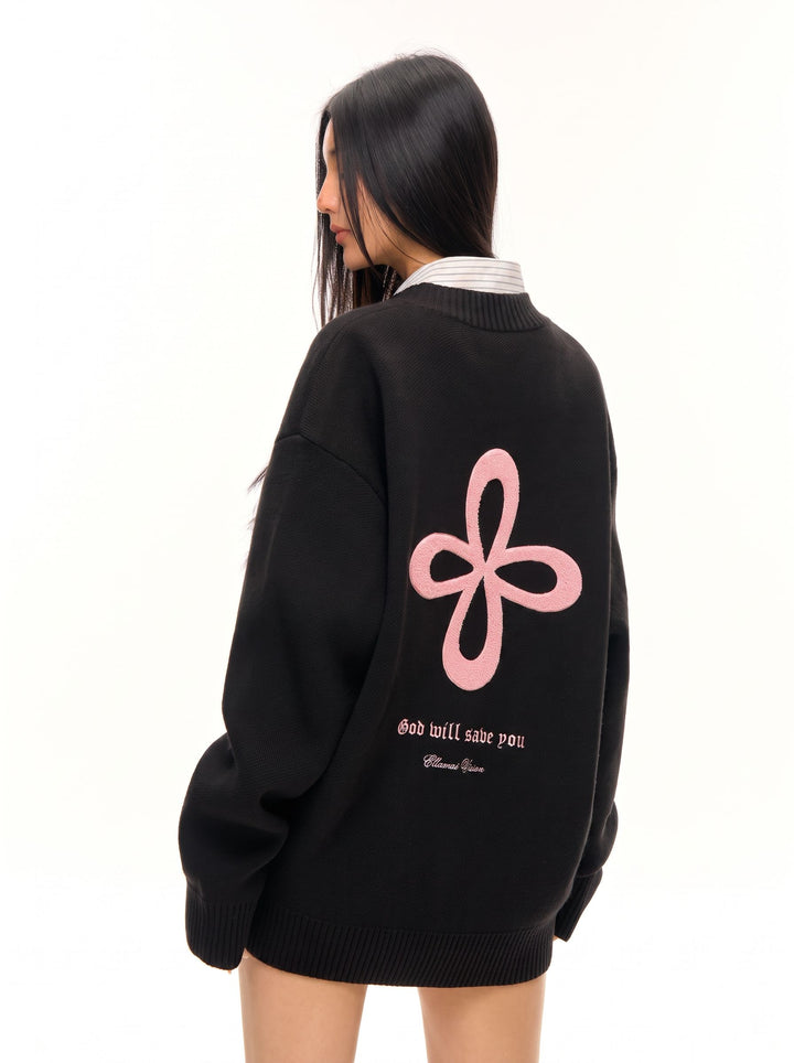 Oversized Graphic Unisex Knit Cardigan