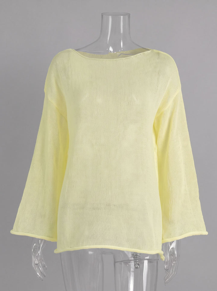 Oversized Lightweight Boat Neck Knit Sweater