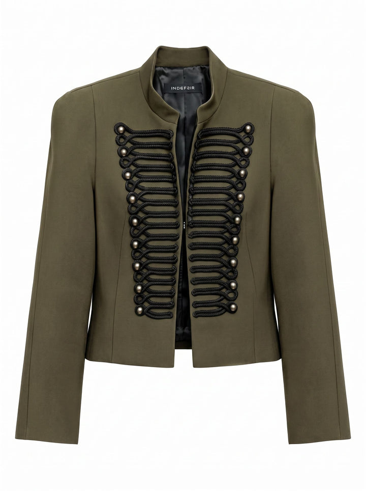 Elegant Military Inspired Cropped Jacket