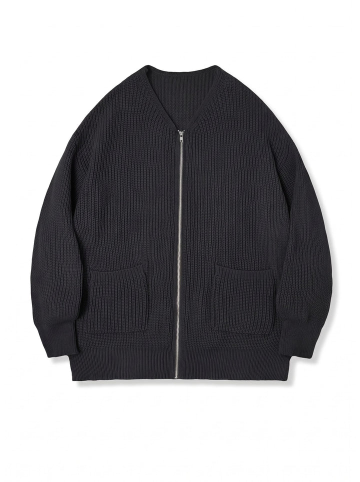 Oversized Chunky Knit Zip Cardigan