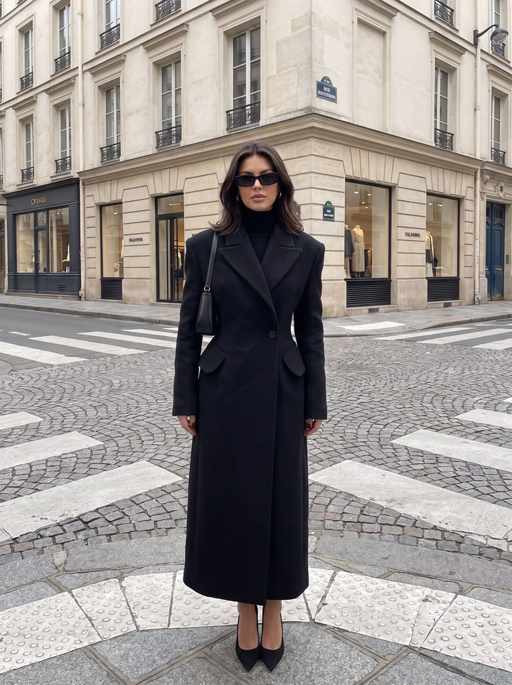 Elegant Slim Fit Long Wool Coat