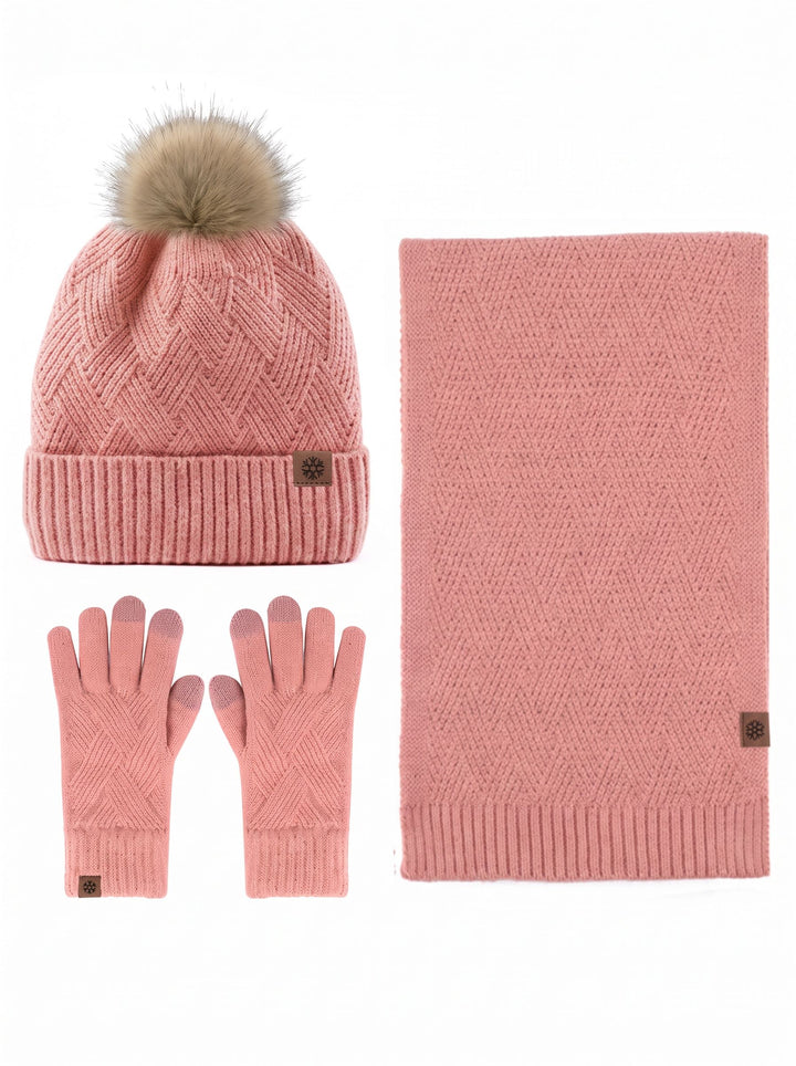 Cozy Warm Winter Hat Scarf 3‑Piece Set