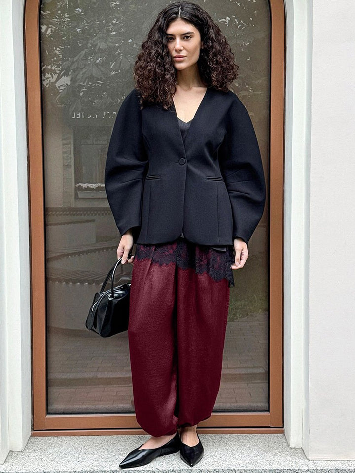 Shimmering High Waisted Cuffed Pants