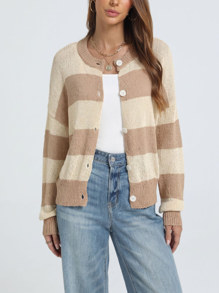 Cozy Striped Button Down Cardigan