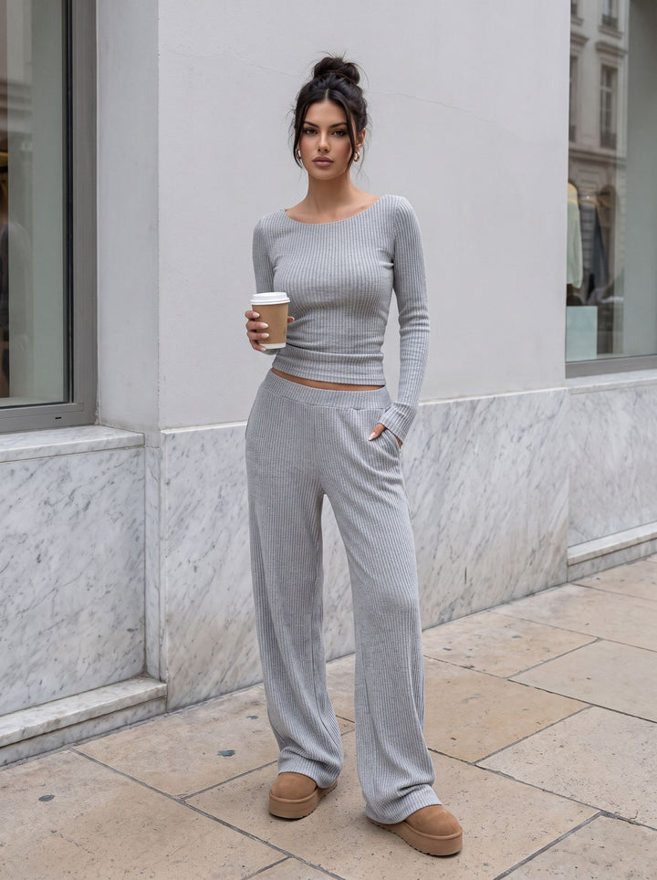 Cozy Ribbed Knit Lounge Pant Set