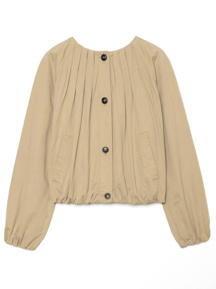 Pleated Button Up Crop Jacket