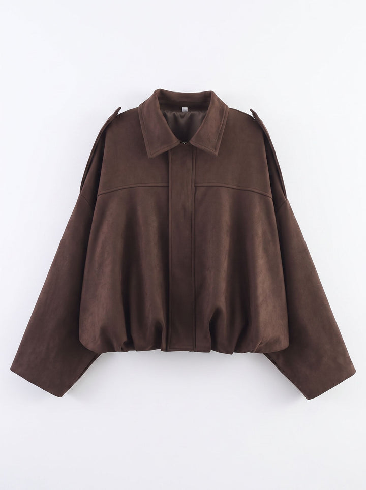 Oversized Suede Bubble Hem Jacket