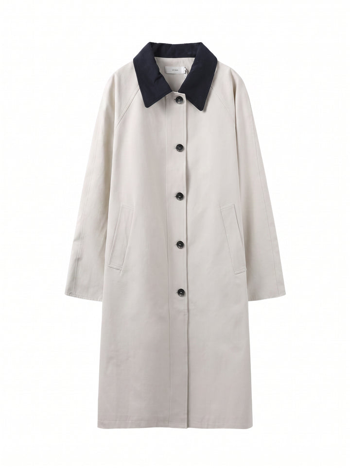 Classic Contrast Collar Trench Coat