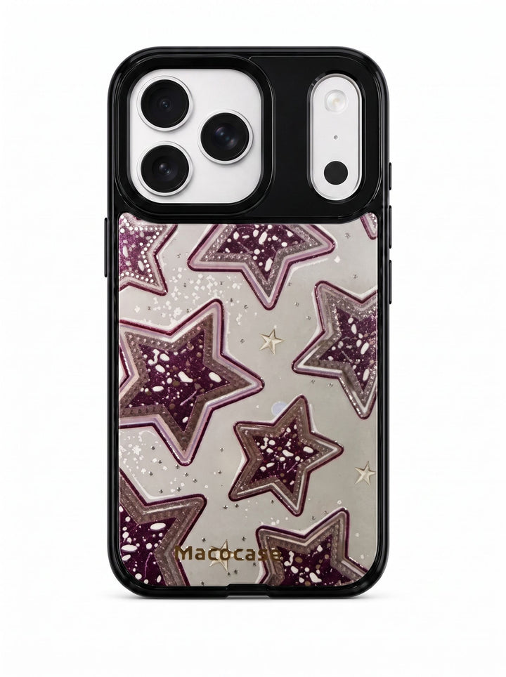 Glittery Purple Star Pattern Phone Case