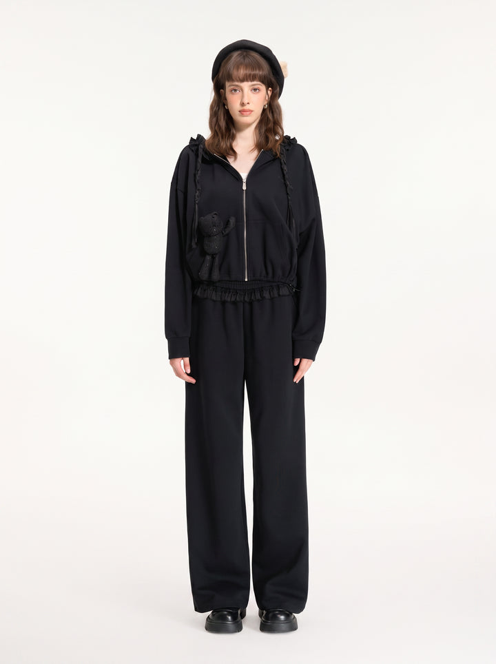 Cozy Bow Detail Wide Leg Pants