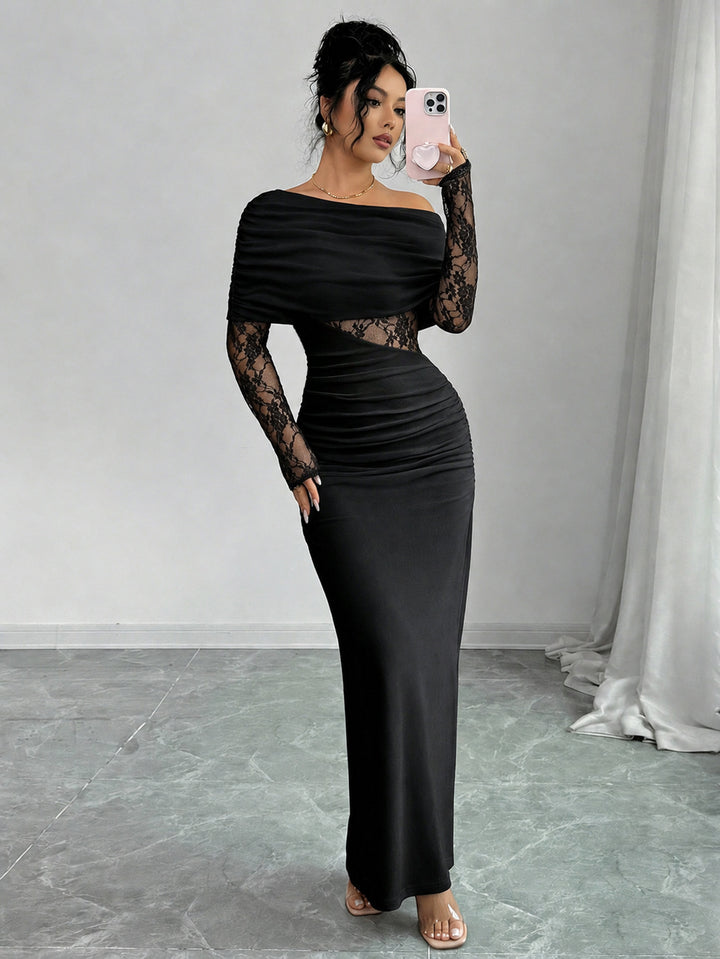 Off Shoulder Lace Maxi Dress