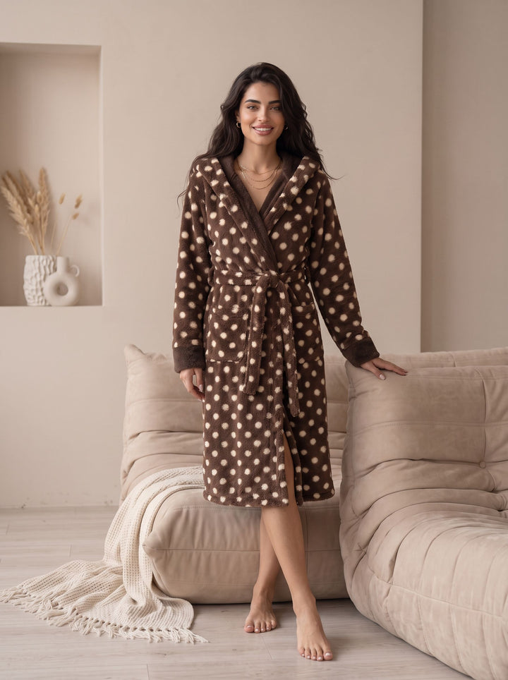 Cozy Plush Polka Dot Bathrobe