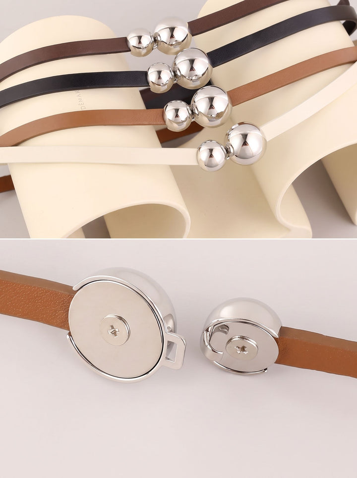 Minimalist Slim Metal Ball Waist Belt