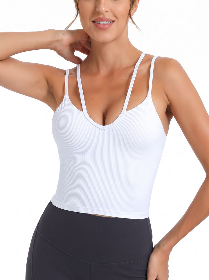 Seamless Ribbed Strappy Workout Tank Top