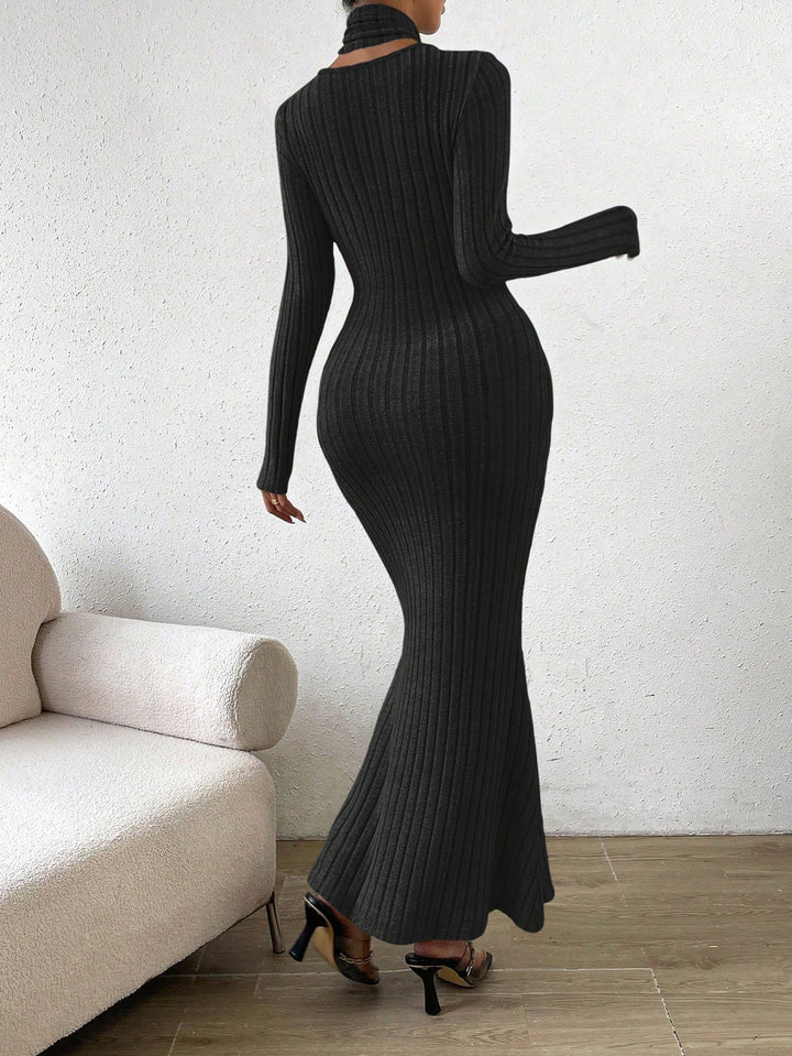 Cutout Ribbed Knit Maxi Dress