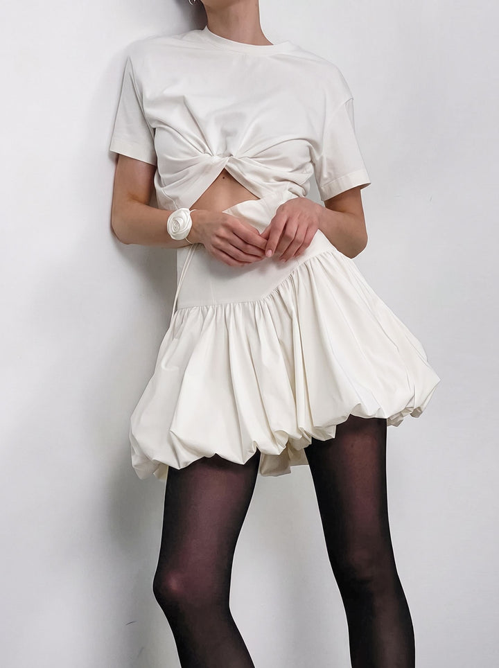 High Waisted Voluminous Bubble Mini Skirt