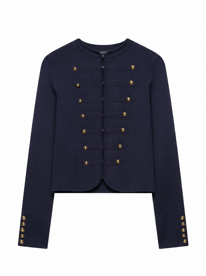 Military Inspired Gold Button Knit Jacket