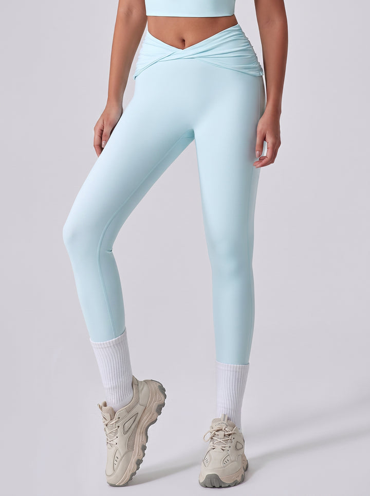 High Waisted Crossover Ruched Leggings