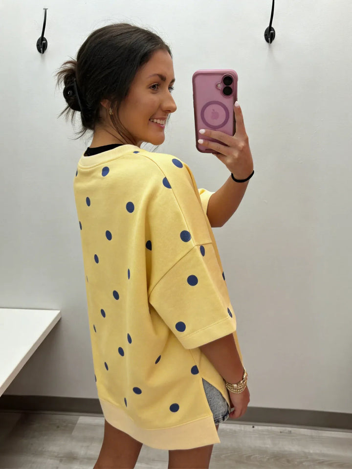 Oversized Polka Dot Crewneck Sweatshirt