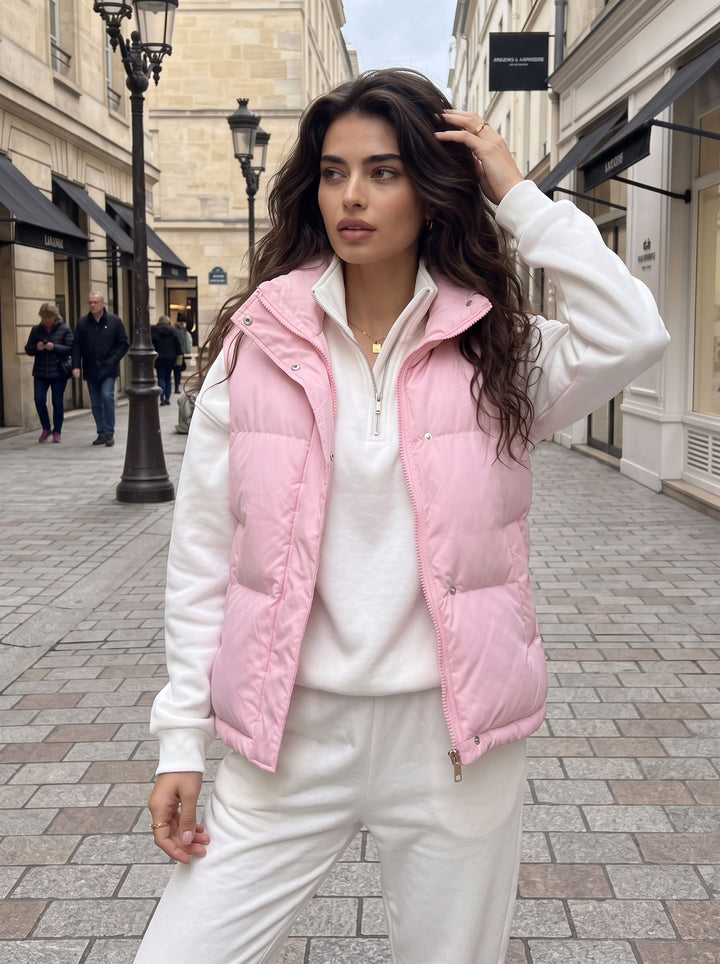 Cropped Stand Collar Puffer Vest