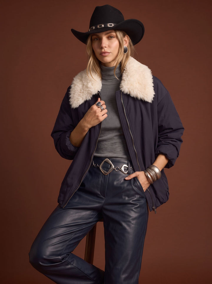 Faux Fur Collar Puffer Jacket