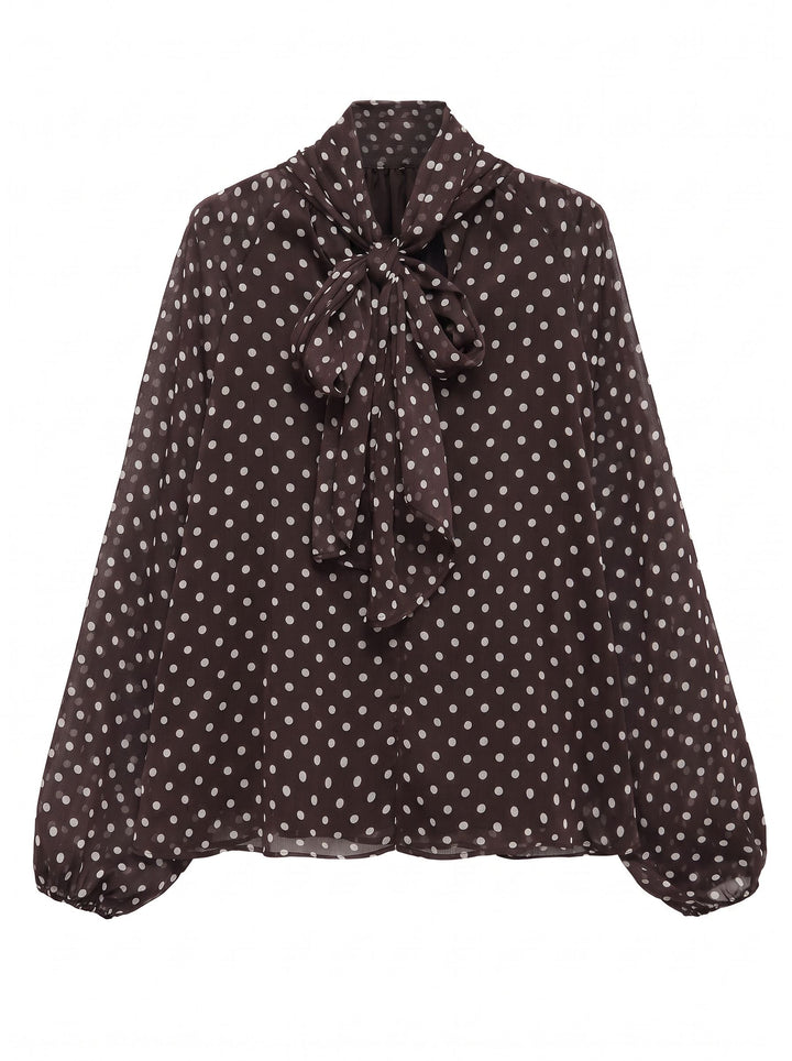 Elegant Polka Dot Bow Blouse