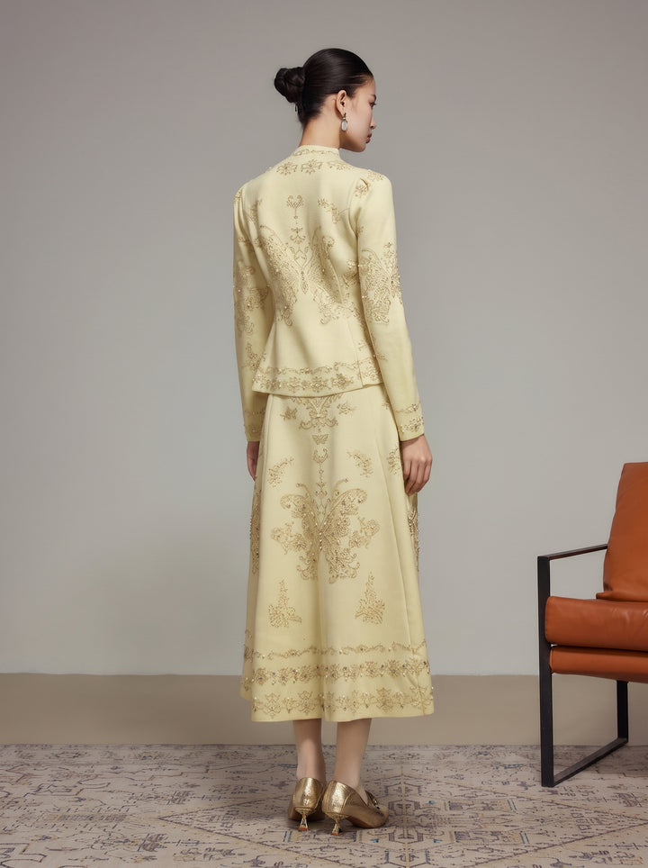 Embroidered Butterfly Pink A Line Skirt