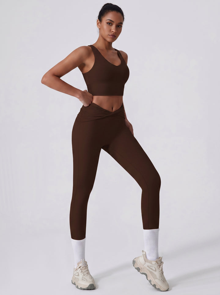 High Waisted Crossover Ruched Leggings