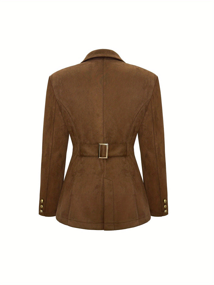 Tailored Suede Button Front Blazer