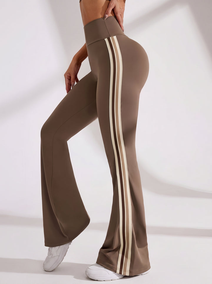High Waisted Striped Flare Leggings