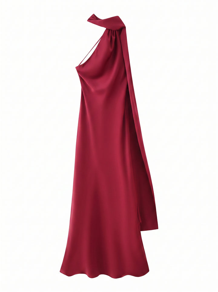 Satin Halter Neck Midi Dress