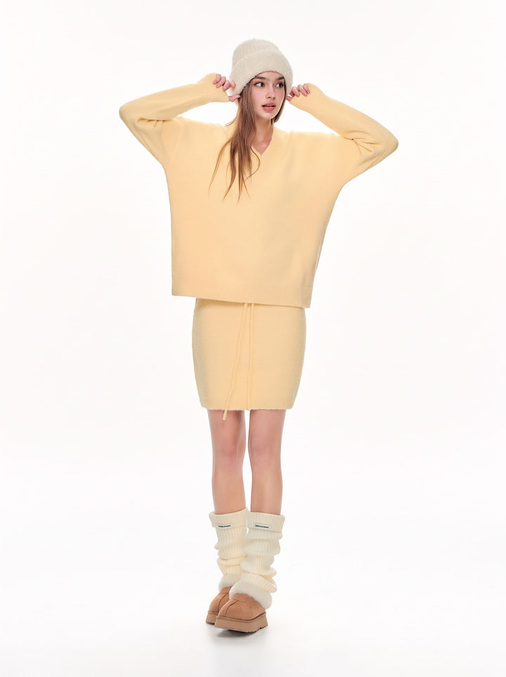 Cozy V Neck Knit Casual Sweater