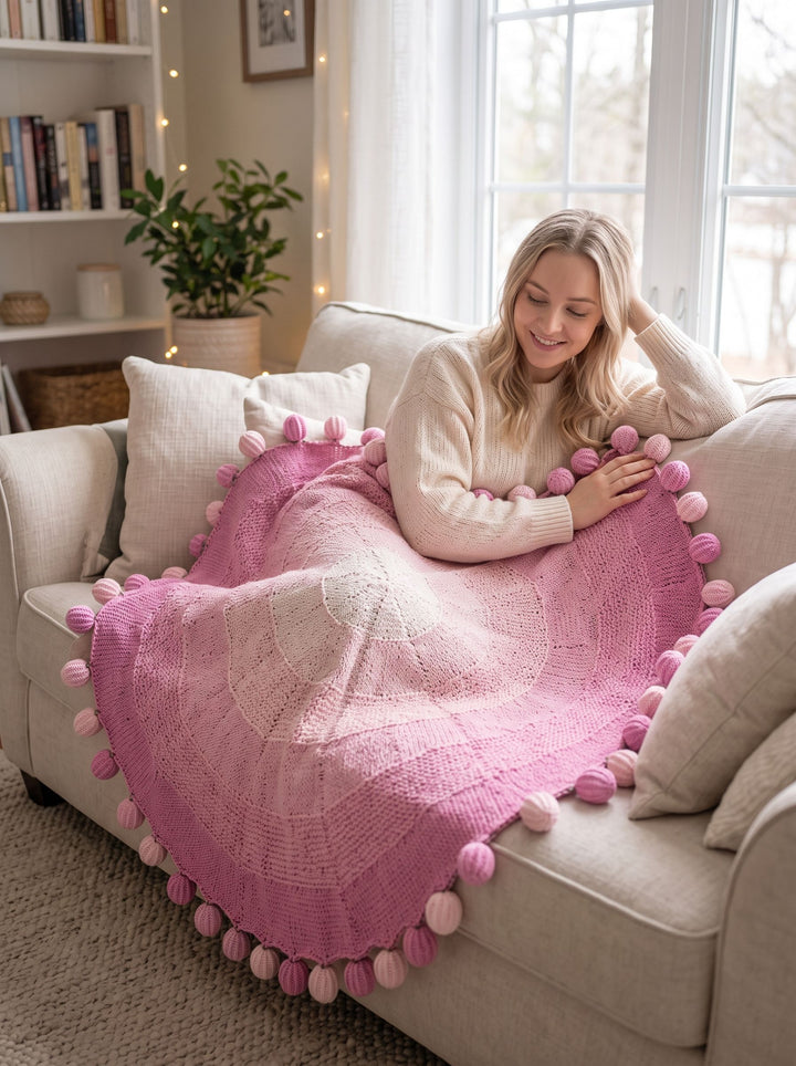 Cozy Handmade Floral Knit Blanket