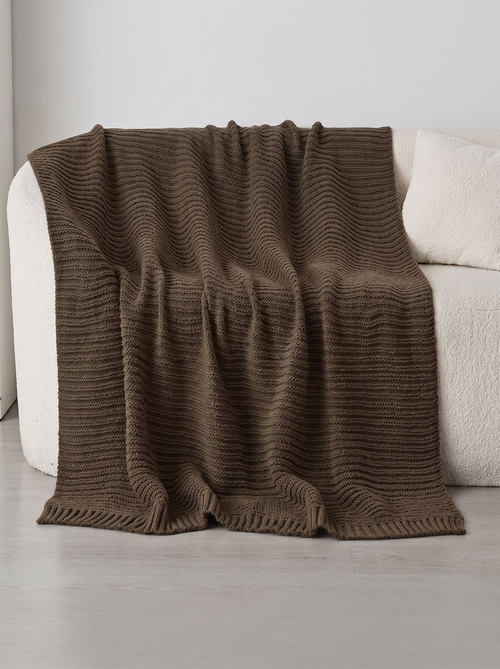 Soft Cozy Ribbed Knit Throw Blanket