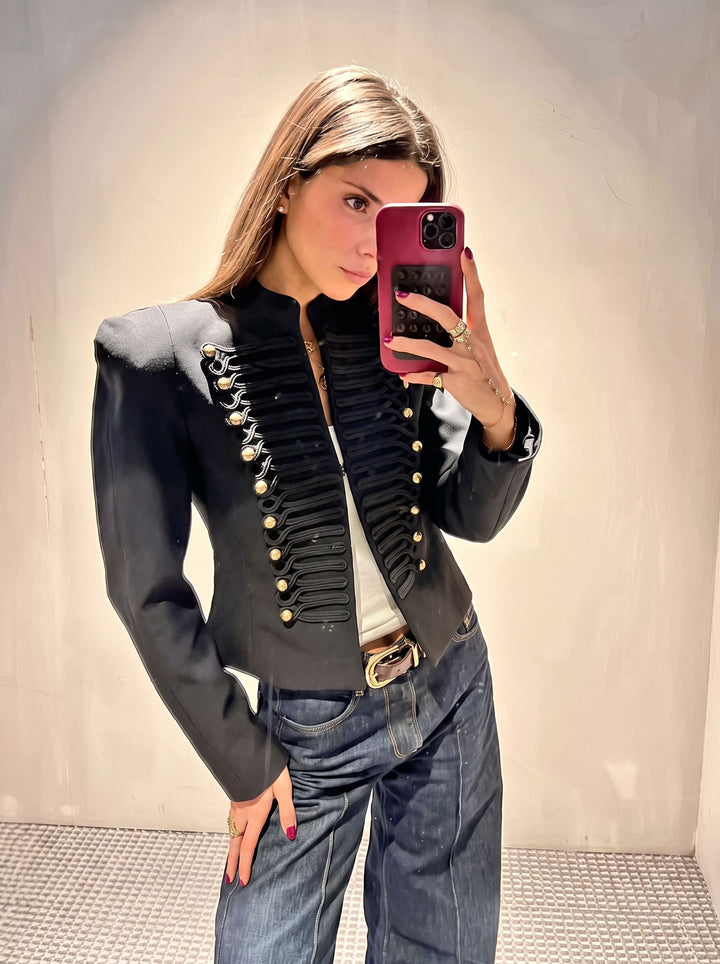 Elegant Military Inspired Cropped Jacket