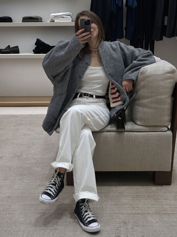 Cozy Brushed Wool Blend Bomber Jacket