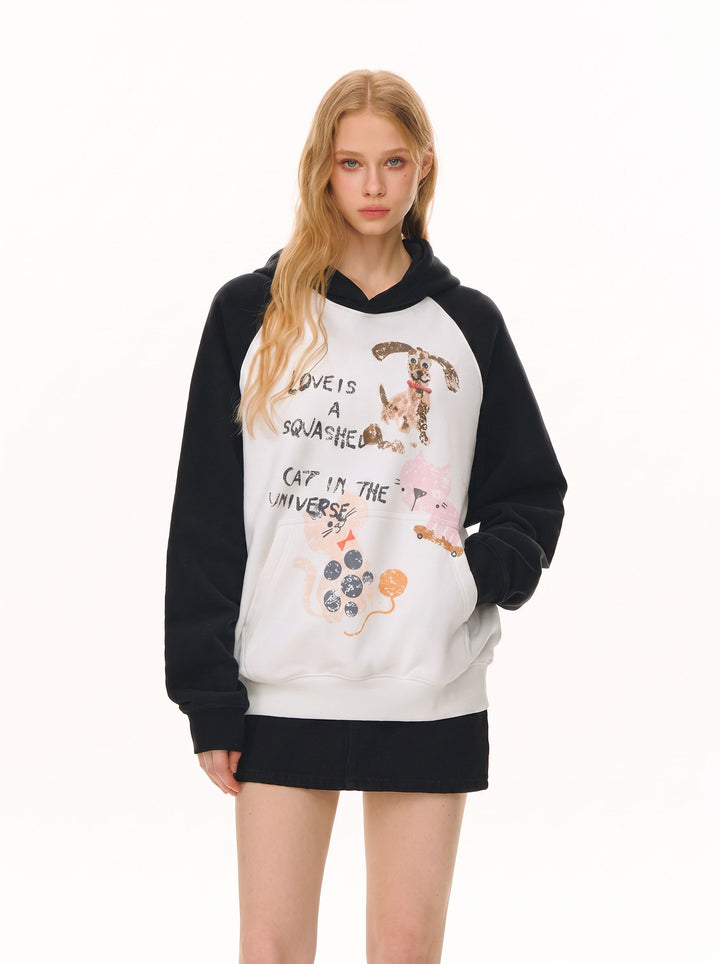 Oversized Graphic Raglan Sleeve Hoodie