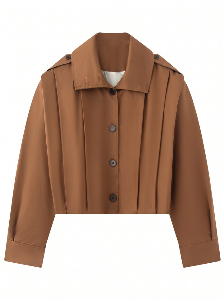 Oversized Pleated Button Down Jacket