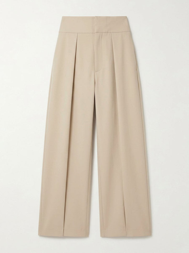 High Waisted Pinstripe Wide Leg Trousers